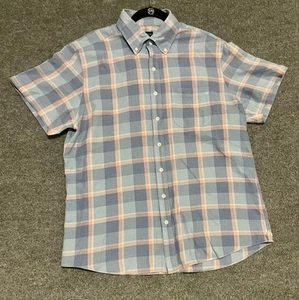 Proper Cloth Button Up Short Sleeve Shirt Men's Large Blue Check Button Up - Picture 1 of 8