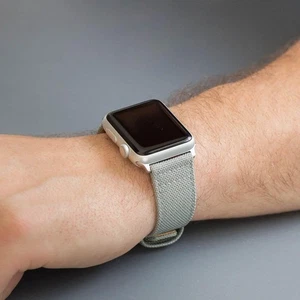 Coal Grey Cordura Canvas Leather Watch Band for 42mm Apple Watch - Picture 1 of 1
