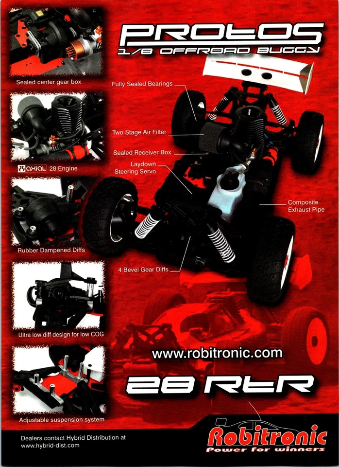 Protos RC 28 RTR 1/8 Off-Road Buggy Print Ad Wall Decor Robitronic - Image 1 of 1