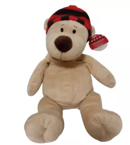 Bodysource Teddybär Plüsch 15 Zoll weiches Stofftier rote Streifen Strickmütze genähte Augen - Bild 1 von 10