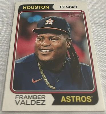 2023 Topps Heritage Baseball Framber Valdez Houston Astros base card #101 - Image 1 of 2