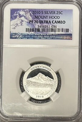 2010 S Silver Mount Hood Quarter 25¢ NGC PF 70 Ultra Cameo BX9-42 - Image 1 of 4