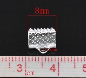100 piezas. Tapas de extremo engarzado de cinta texturizada enchapadas en plata - 8 mm x 8 mm - Imagen 1 de 3