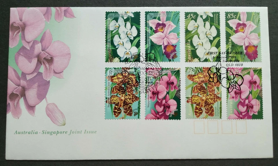 1998 Australia Joint Issue Singapore Orchids Stamps FDC (2 Countries Cachets) - Image 1 of 2