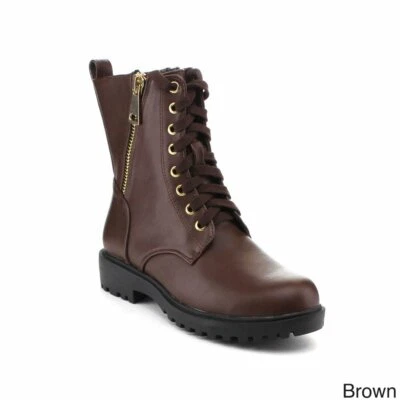 Botas para mujer Reneeze Jackie-01 con cordones a media pantorrilla EE. UU. talla 7 Europa 38 marrón 81K Foto 1 de 4