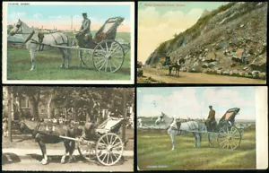 4 POSTCARDS, HORSE DRAWN CARTS, QUEBEC - Picture 1 of 1
