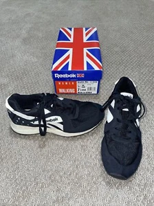 vintage Reebok tennis shoes sneakers black white with box Size 7.5 7 1/2 - Picture 1 of 4