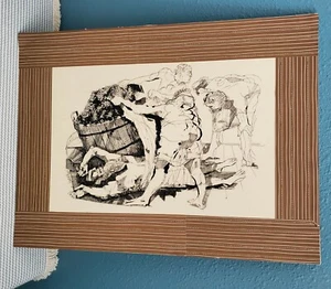 NOAH'S DRUNKENNESS -- GENESIS 9 -- 18-29 -- PRINT OF INK SKETCH -- STAN NOSSETT - Picture 1 of 1