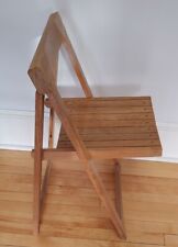 Wooden Slat Seat Folding Chair Solid Angular Boxy