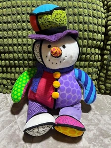 Britto Pop Plush For Eneso Patchwork Snowman 18" Soft Toy Lights Up Musical 2011 - Picture 1 of 9