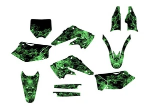 2004 2005 KX 250F GRAPHICS KIT KAWASAKI KXF250 DECALS #9500 GREEN ZOMBIE SKULL - Picture 1 of 1