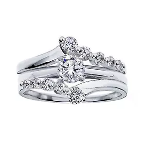 1/2Ct Solitario Potenciador Protector Envolvente Alianza Imitación Diamante 925 - Imagen 1 de 3