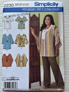 Patrón Simplicity 2230, Khaliah Ali, misses tops estilo boho PLUS talla 20W-28W - Imagen 1 de 2