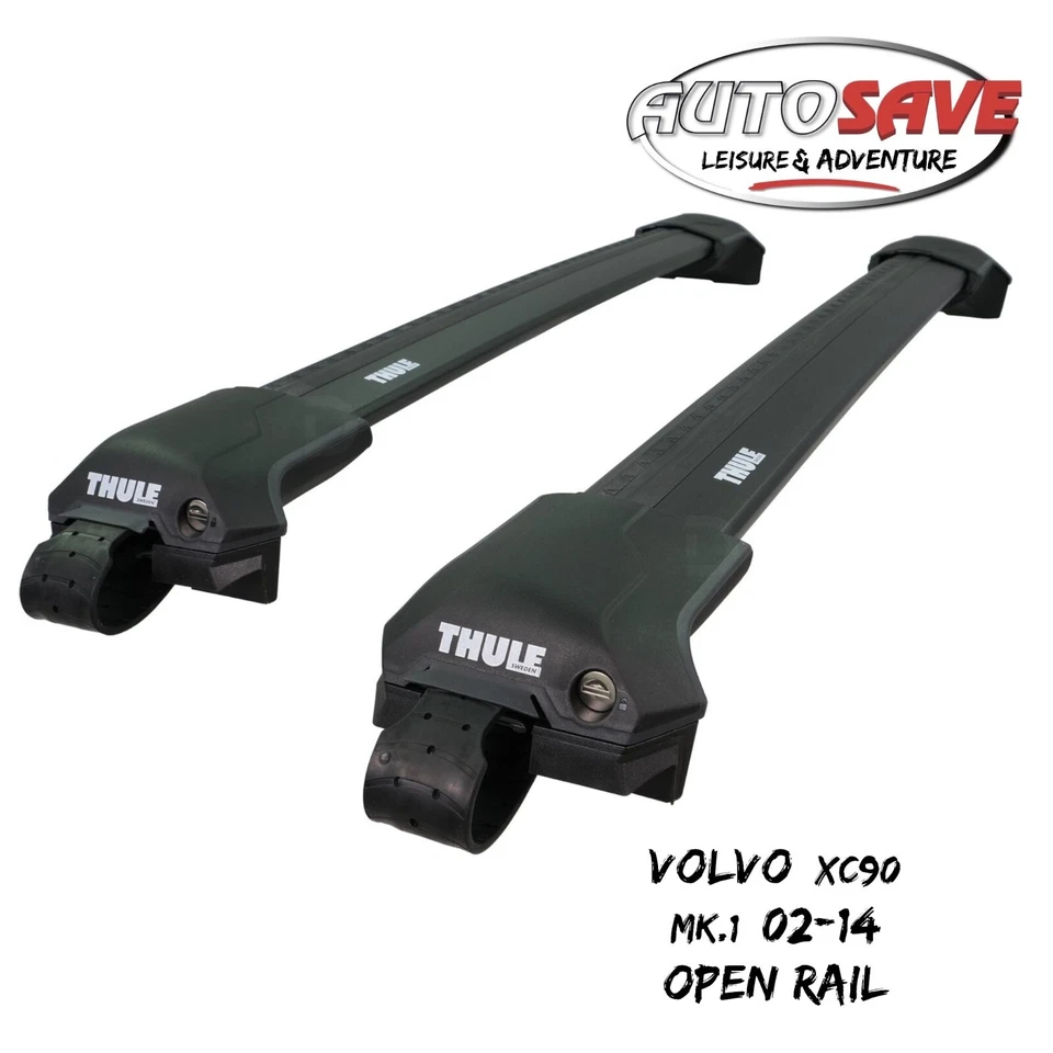 Barras de techo negras Thule WingBar Edge Volvo XC90 Mk.1 02-14 rieles abiertos aluminio aerodinámico Foto 1 de 1