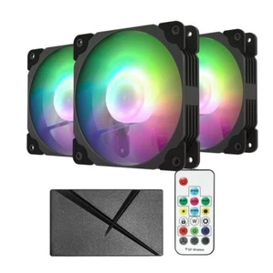 3 Pack 120mm ARGB LED Computer Case Fan for PC CPU Cooling Addressable RGB Black - Picture 1 of 9
