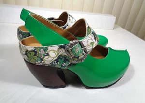 JOHN FLUEVOG PREPARES GENERATOR Green Patent Platform Mary Jane Shoes 8.5~NEW - Picture 1 of 20