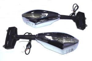 Espejos retrovisores de señal de giro iluminados por LED para bicicleta deportiva, CROMADOS - Imagen 1 de 2