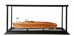 Chris Craft Runabout Wooden Model 32" Built Power Speed Boat w/ Display Case New - Picture 1 of 12