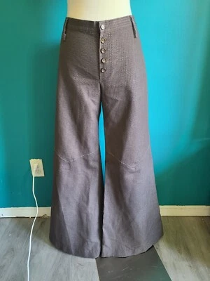 Parte inferior de sino 31 x 32 vintage anos 60 anos 70 marrom cintura alta alargada cintura alta  - Imagem 1 de 4