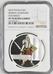 1 DOLLAR 2010 TUVALU ROMAN LEGIONARY SILVER PROOF NGC PF70 - Picture 1 of 4