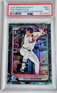 2024 Bowman Travis Bazzana 1st Bowman Aqua Lunar Crater Refractor #/125 PSA 9 - Picture 1 of 2