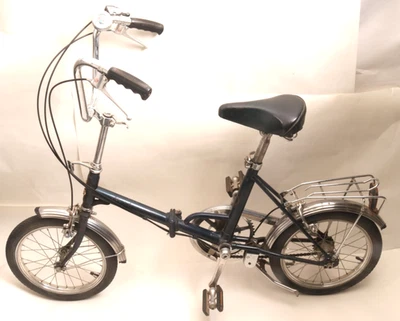 Bicicleta Plegable Raleigh Carpeta 16 Pulgadas Azul y Cromo 3 Velocidades Hecha en Inglaterra Foto 1 de 4