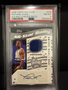 Maglia Topps All-Star Rally Dwayne Wade 2006-07 AUTO Game Worn /199 PSA 8 - Foto 1 di 4