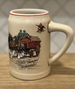 Budweiser Holiday Bierstein Pferdewagen 1980 Becher 3D Weihnachten Clydesdales - Bild 1 von 11