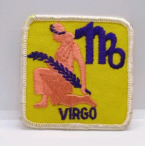 Virgo Patch Zodiac Sign Embroidered Yellow Vintage Astrology Sew On - Picture 1 of 6