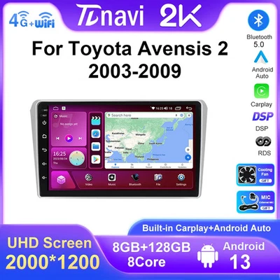 For Toyota Avensis T250 2 2003-2009 Android Carplay Car Radio GPS Player Screen - Image 1 of 4