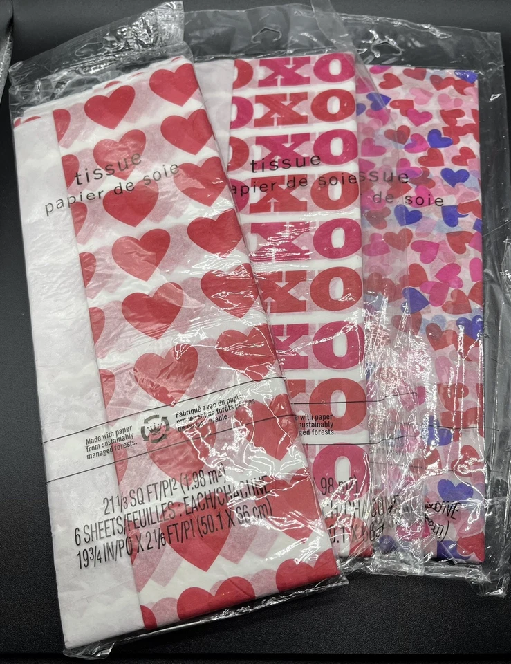 Hallmark  Valentine’s Tissue Paper Lot, 8 Sheets Per Pack, 3 Pack, Gift Wrap - Image 1 of 1