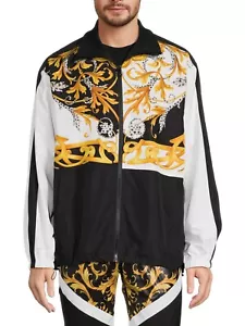 Versace Mens Barocco Print Windbreaker Jacket Black Multi Size 52, US 42 - Italy - Picture 1 of 6