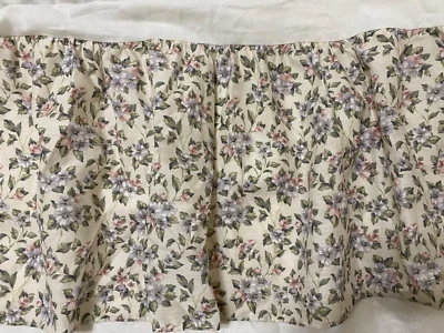 Vintage Twin Bed Skirt Floral Cottage Shabby Granny USA Made 13" Drop Beige Pink - Image 1 of 4
