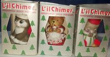 3 JASCO L'IL CHIMERS CHRISTMAS MOUSE, BEAR, KITTEN BELL ORNAMENT HAND PAINTED 