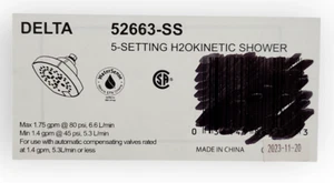 Cabezal de ducha Delta H2Okinetic de 5 ajustes en acero inoxidable-(52663-SS) - Imagen 1 de 5