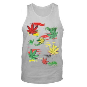 Olla multicolor hojas de marihuana marihuana marihuana marihuana marihuana marihuana marihuana marihuana broma divertida camiseta sin mangas - Imagen 1 de 8