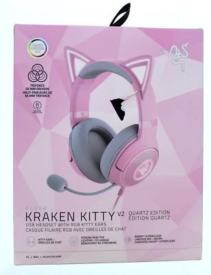 Auriculares USB Razer Kraken Kitty V2 con orejas de gatito (rosa) Foto 1 de 3