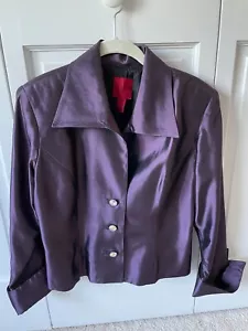 Purple Satin Evening Blouse/Top with Rhinestone Buttons; JS Collections; Size 12 - Picture 1 of 3