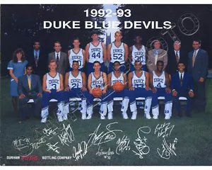 1992-1993 DUKE BLUE DEVILS 8X10 TEAM PHOTO HURLEY GRANT HILL ERIK MEEK PARKS - Picture 1 of 1