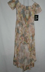 Art Class Girls Orange Floral Short Sleeve Romper - Size Small (6-6X) - Picture 1 of 5