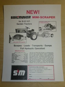 VINTAGE SOIL MOVER MINI-SCRAPER SPEC SHEET, for GARDEN TRACTORS - Picture 1 of 1