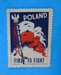 WWII cinderella stamp, Poland, The First to Fight - Picture 1 of 2