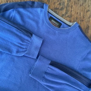 AWEARNESS Kenneth Cole Men’s Blue Merino Wool Blend Slim Fit Pullover Sweater XL - Picture 1 of 10