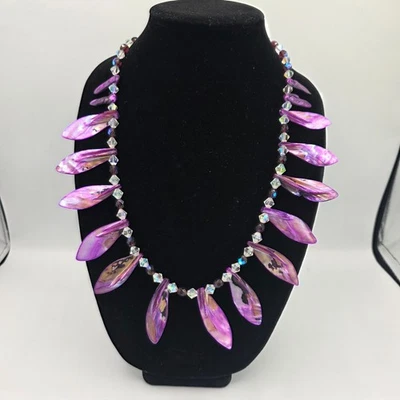 Женская подвеска ожерелье фиолетовый шип со стразами племенной этнический блестящий 28» - Изображение 1 из 4