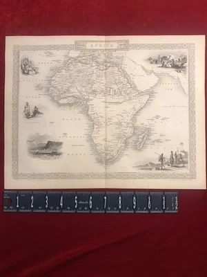 MAPA ÁFRICA CONTINENTE Atlántico indio c1850 RAPKIN & ROGERS coloreado a mano antiguo Foto 1 de 4