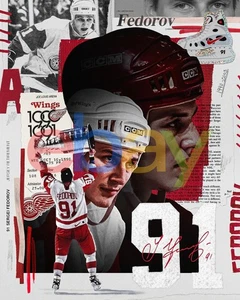 Sergei Fedorov Player Collage HOF Detroit Red Wings 8x10 NHL Hockey Photo - Picture 1 of 1