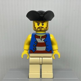 LEGO Pirates II pi082 Pirate Blue Vest Triangle Hat Moustache Minifigure 6243