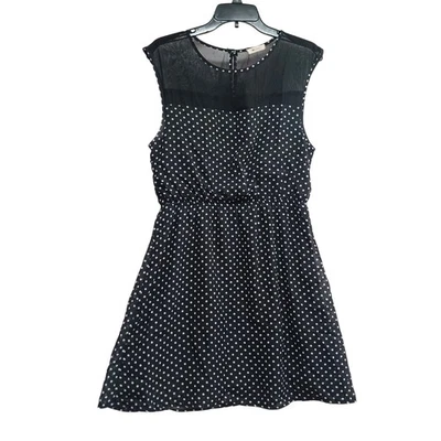 Vestido grande Everly Anthropologie para mujer negro a lunares sin mangas hasta la rodilla Foto 1 de 4