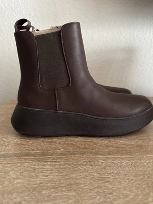 Fitflop F-Mode кожи Chelsea ботинки шоколадный коричневый размер США 7 - Изображение 1 из 4