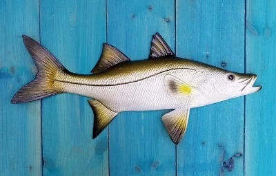 Réplica de róbalo pintado a mano 19" montaje en pared escultura pesca trofeo de agua salada   Foto 1 de 4